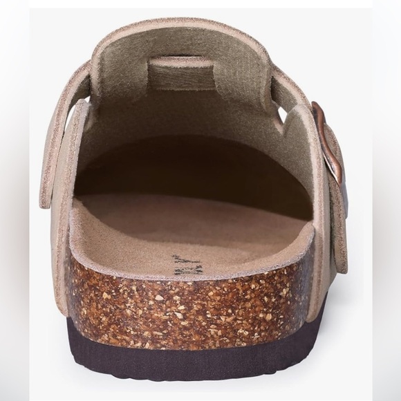 Suede clogs, slip ons with buckle and cork bottoms size 8 - Picture 3 of 4